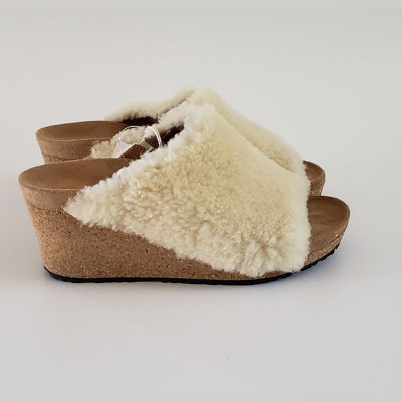 NWT Papillio Birkenstock Namica Teddy Eggshell Women's Wedge Sandal Size… - Picture 6 of 11